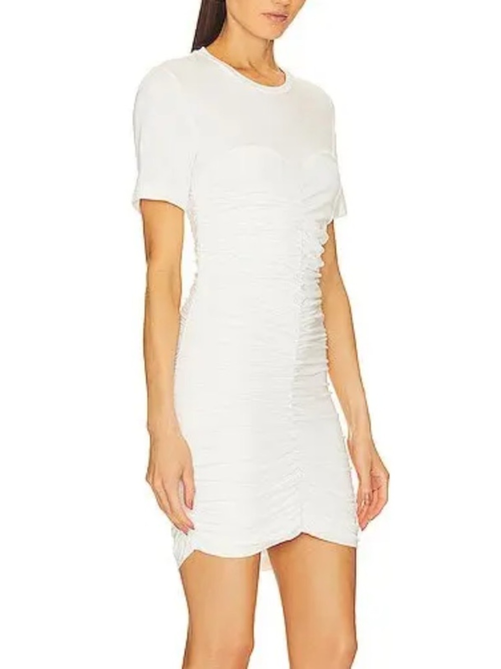 Jonathan Simkhai NWT Standard Sara Ruched T-Shirt Midi Dress White Size XS
